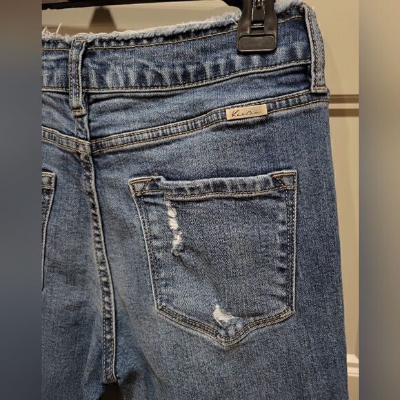 Kancan High Rise Distressed Straight Leg Jeans Raw Hem Waist Frayed - Picture 5 of 14